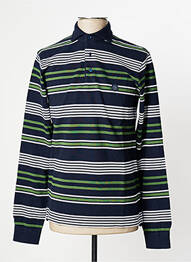 Polo imprimé rayures manches longues bleu FACONNABLE homme