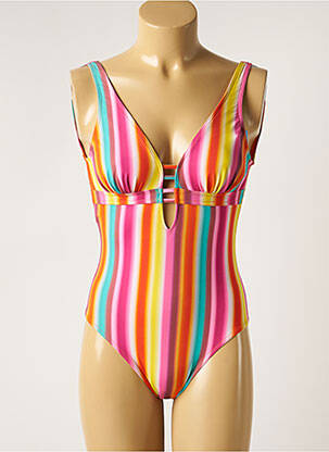 Maillot de bain 1 pièce effet matière satinée haut triangles rose LOLITA ANGELS femme