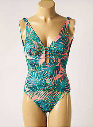 Maillot de bain 1 pièce effet matière satinée haut triangles vert LOLITA ANGELS femme