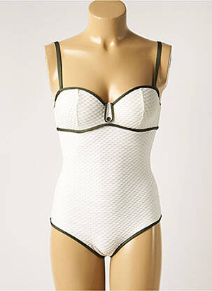 Maillot de bain 1 pièce bretelles élastiquées amovibles haut bandeau blanc MARIE JO femme