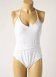 Maillot de bain 1 pièce effet matière satinée haut soutien-gorge avec mousse de rembourrage amovible blanc SALÉE femme