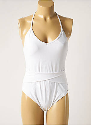 Maillot de bain 1 pièce effet matière satinée haut soutien-gorge avec mousse de rembourrage amovible blanc SALÉE femme