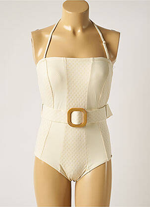Maillot de bain 1 pièce imprimé fantaisie haut bandeau beige LPB femme