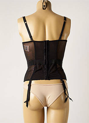 Guêpière/porte-jarretelle effet matière satinée noir ROSY femme