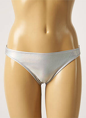 Bas de maillot de bain effet matière satinée culotte gris ICHI femme