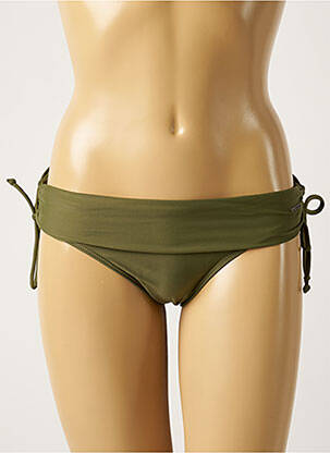 Bas de maillot de bain effet matière satinée culotte vert SUN PROJECT femme