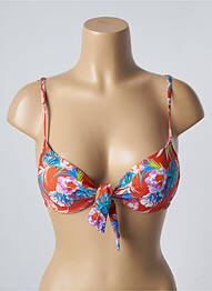 Haut de maillot de bain stretch haut soutien-gorge push-up orange SUN PROJECT femme