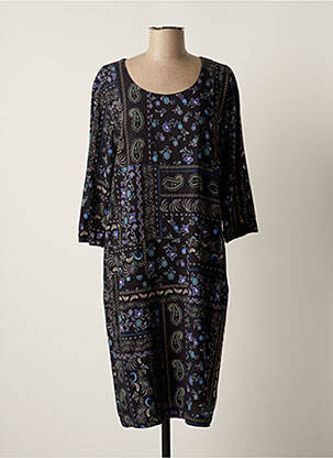 Robe mi-longue manches 3/4 manches 3/4 noir GRIFFON femme