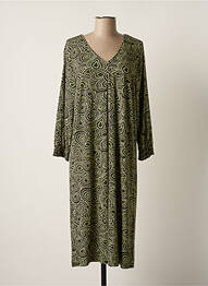 Robe mi-longue imprimé fantaisie manches longues vert CISO femme