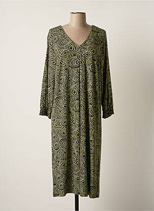 Robe mi-longue imprimé fantaisie manches longues vert CISO femme