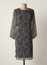 Robe mi-longue coupe fluide manches longues noir CHRISTINE LAURE femme