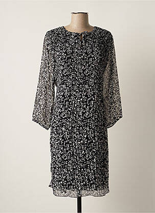 Robe mi-longue coupe fluide manches longues noir CHRISTINE LAURE femme