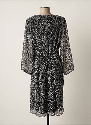 Robe mi-longue imprimé fleurs manches longues noir CHRISTINE LAURE femme