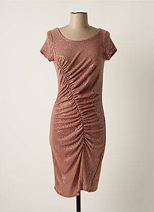 Robe mi-longue manches courtes manches courtes rose FILLE A SUIVRE femme