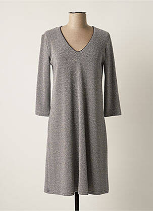Robe mi-longue manches 3/4 manches 3/4 gris COTTONADE femme