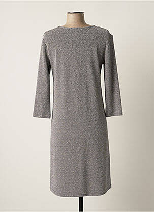 Robe mi-longue manches 3/4 manches 3/4 gris COTTONADE femme