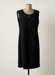 Robe mi-longue tissage crêpe sans manche noir GEVANA femme