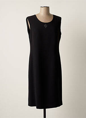 Robe mi-longue tissage crêpe sans manche noir GEVANA femme