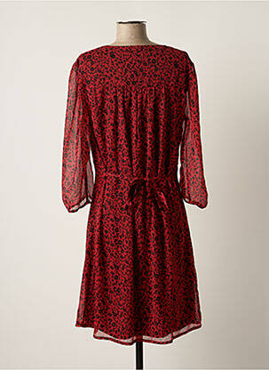 Robe mi-longue imprimé fleurs manches 3/4 rouge CHRISTINE LAURE femme