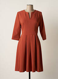Robe mi-longue manches 3/4 manches 3/4 orange COTTONADE femme