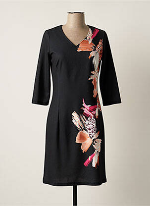Robe courte manches 3/4 manches 3/4 noir GUY DUBOUIS femme