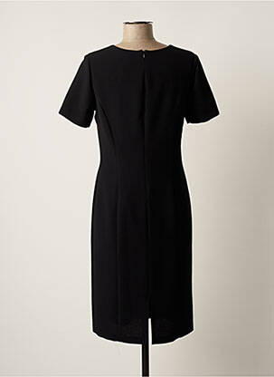 Robe mi-longue tissage crêpe manches courtes noir GEVANA femme