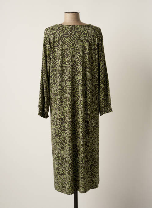 Robe mi-longue imprimé fantaisie manches longues vert CISO femme