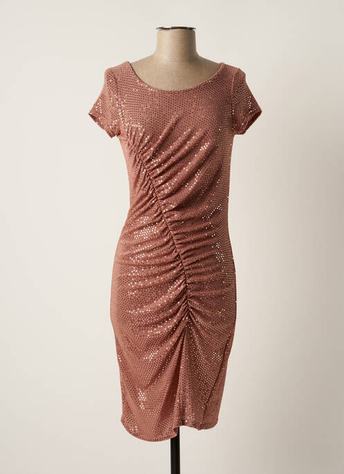Robe mi-longue manches courtes manches courtes rose FILLE A SUIVRE femme