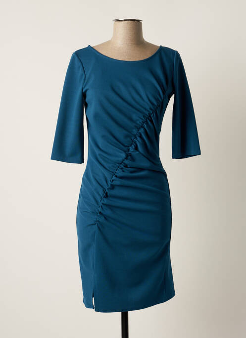Robe courte manches 3/4 manches 3/4 bleu FILLE A SUIVRE femme