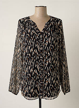 Chemisier tissage crêpe manches longues noir PAUSE CAFE femme