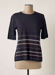 Pull finition bords-côtes manches courtes bleu GRIFFON femme
