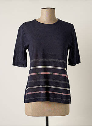 Pull finition bords-côtes manches courtes bleu GRIFFON femme