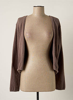Gilet manches longues maille maille poilu marron GRIFFON femme