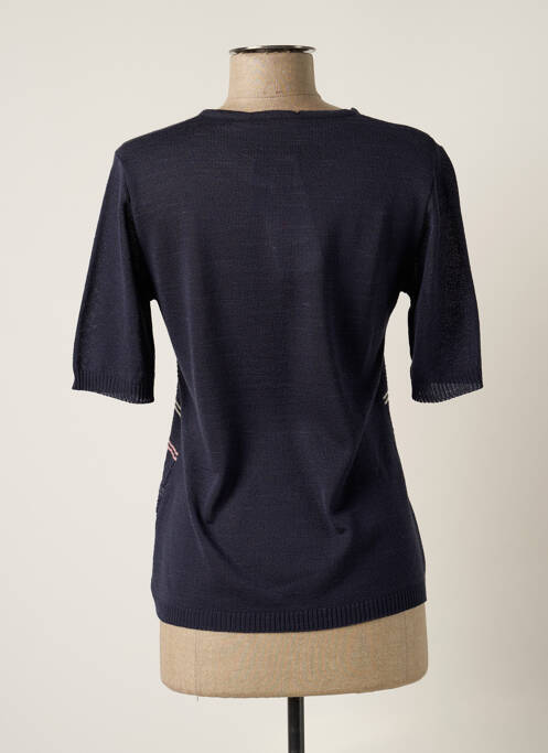 Pull finition bords-côtes manches courtes bleu GRIFFON femme