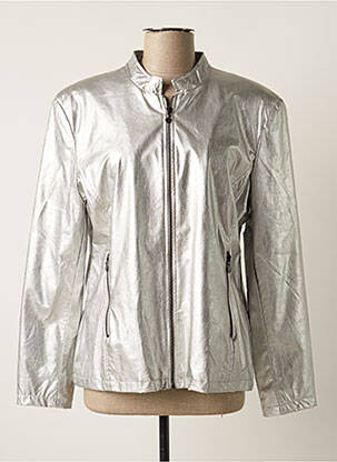 Veste simili cuir gris MADE IN ITALY pour femme