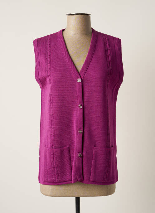 Gilet sans manche poches violet ELEANE femme
