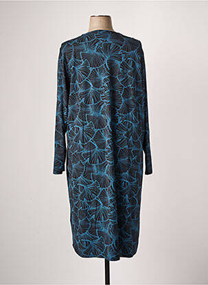 Robe mi-longue imprimé fleurs manches longues bleu CISO femme