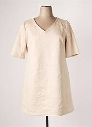 Robe mi-longue manches courtes manches courtes beige HALOGENE femme