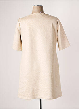 Robe mi-longue manches courtes manches courtes beige HALOGENE femme