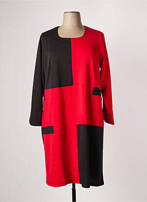 Robe mi-longue manches longues manches longues rouge GUY DUBOUIS femme