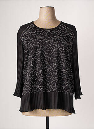 Top col rond manches 3/4 noir GRIFFON femme