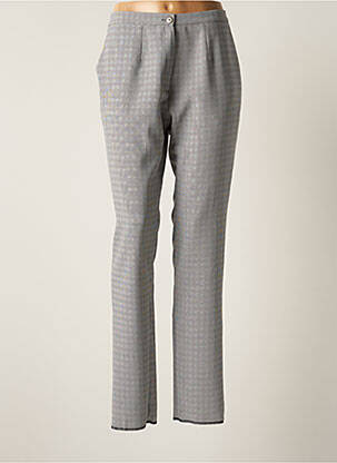 Pantalon droit tissage crêpe taille haute gris GRIFFON femme