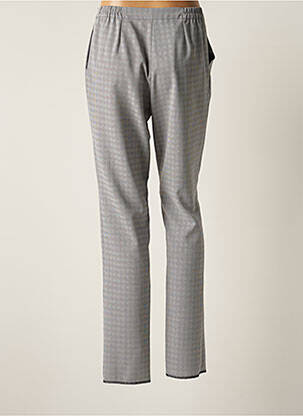 Pantalon droit tissage crêpe taille haute gris GRIFFON femme