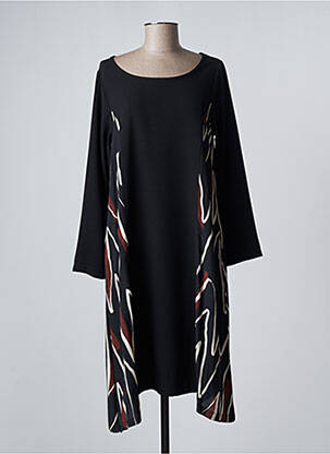Robe courte coupe fluide manches longues noir G!OZE femme