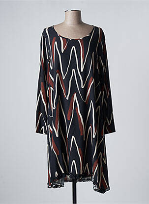 Robe mi-longue imprimé fantaisie manches longues noir G!OZE femme