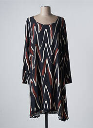 Robe mi-longue imprimé fantaisie manches longues noir G!OZE femme