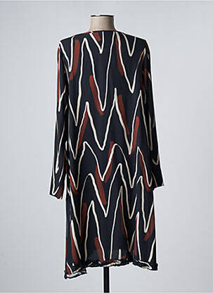 Robe mi-longue imprimé fantaisie manches longues noir G!OZE femme