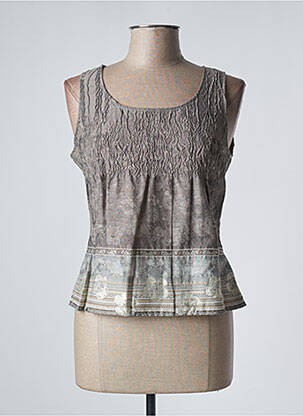 Top coupe cintrée sans manche gris FRANCOISE F femme