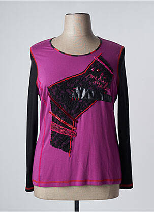 Top tissage jersey manches longues violet PAUSE CAFE femme