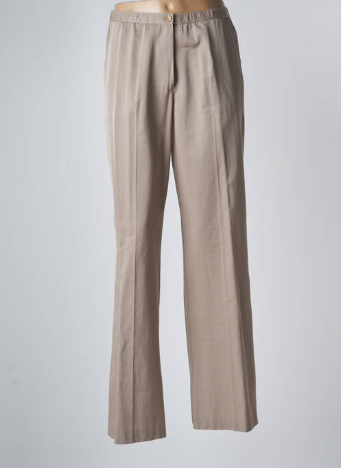 Pantalon droit fermeture zippée sous rabat boutonné taille normale beige FRANCOISE F femme